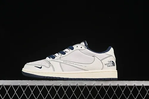 All categories Air Jordan Jordan series basketball shoes Air Jordan 1 Low High-end customized low-top sneakers Travis Scott x Fragment Design x Air Jordan 1 Low OG SP AJ1 North Face joint milk white gray blue bottom low-top cultural casual sneakers XZ5749-001